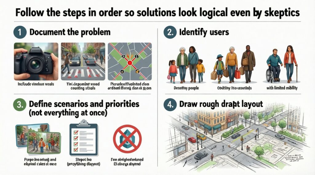 Городская среда: благоустройство парков и дворов, общественные пространства, урбанистика - иллюстрация